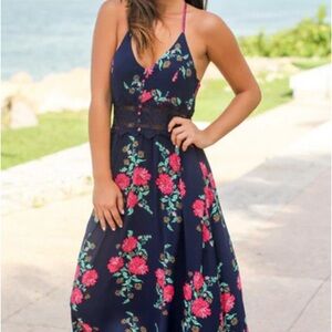 Pink Lily floral dress. Size 7.